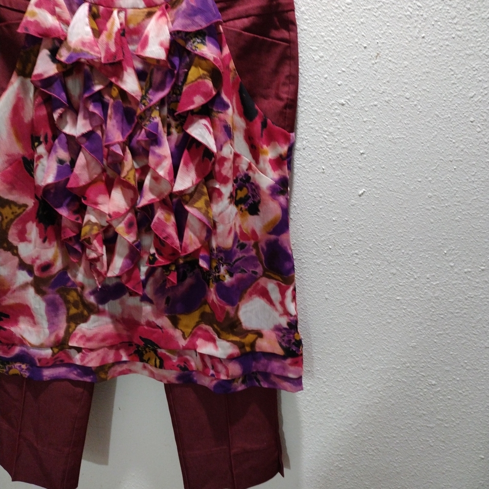 Floral Ruffle Top/ Capris Size 6 - Picture 3 of 8